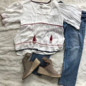 Knox Rose Boho embroidered Boho Top